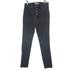 Madewell 10" High-Rise Skinny Jeans Button Fly Raw Hem Grey Wash Size 27